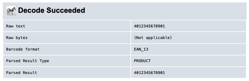 Screenshot: Barcode Identification Online